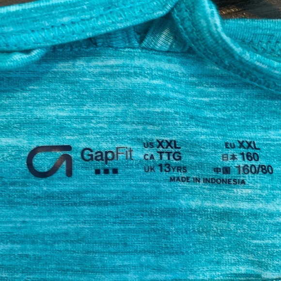 GapFit Kids Heathered Turquoise Strappy Sports Bra - Picture 3 of 4
